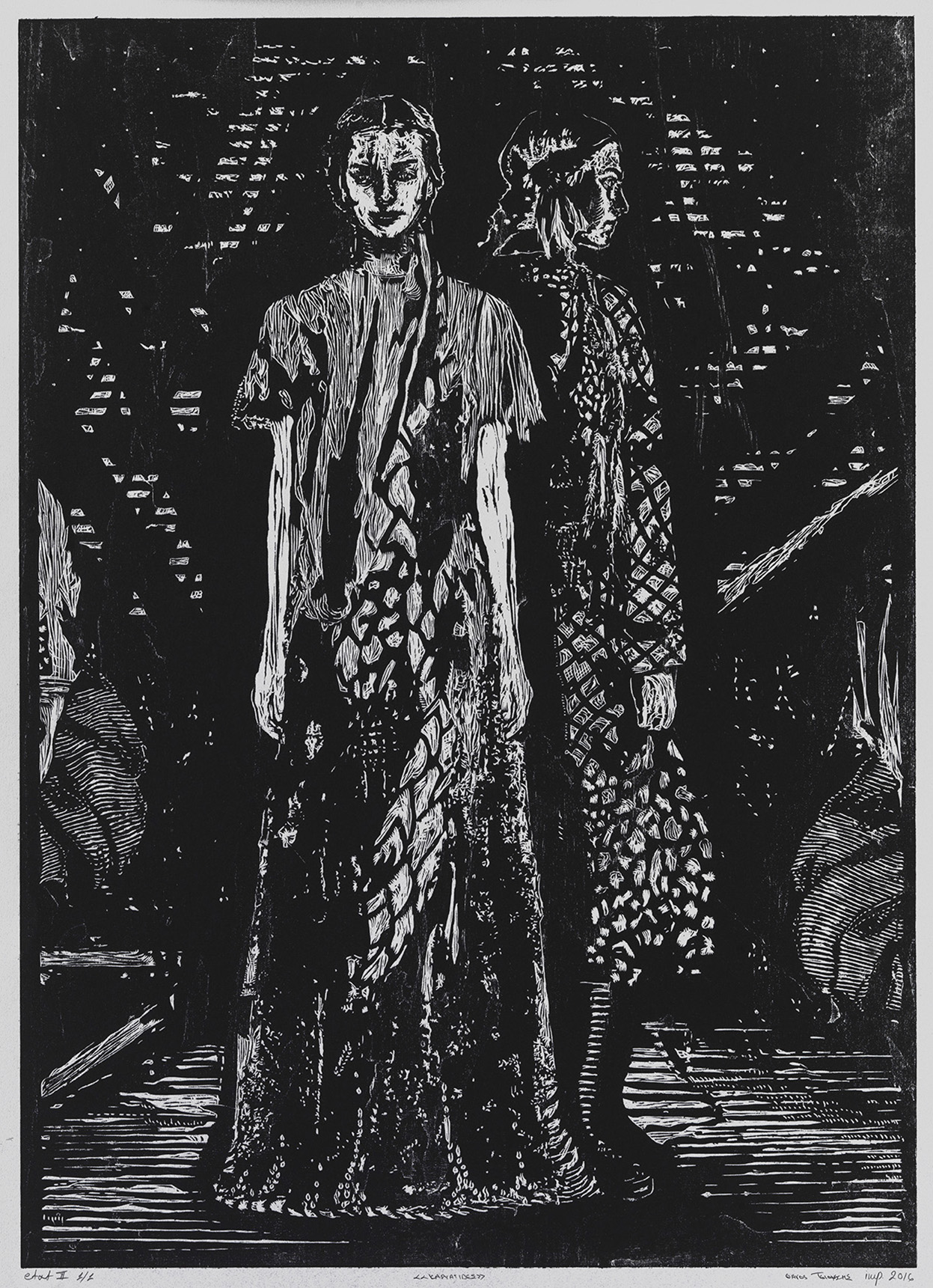 Woodcut print from the Atopia series