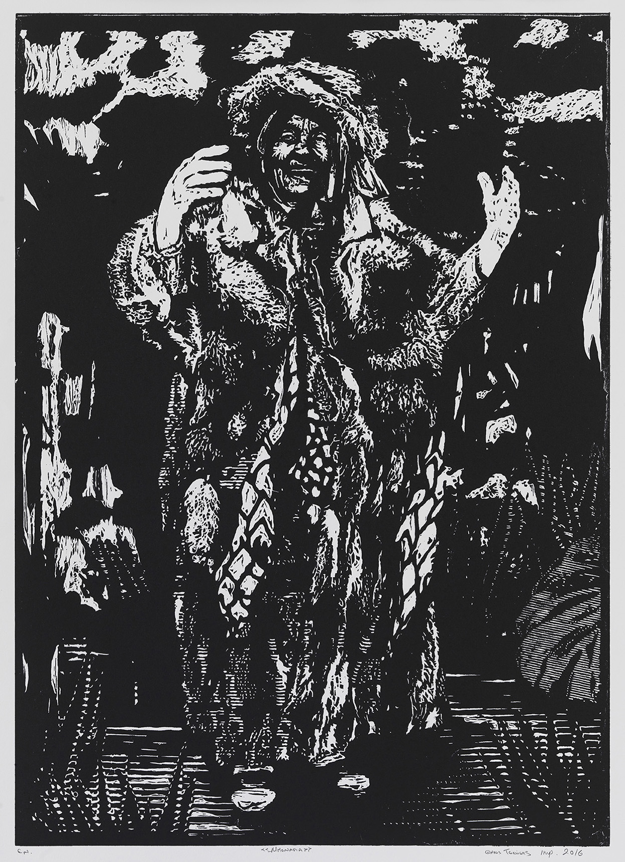 Woodcut print from the Atopia series