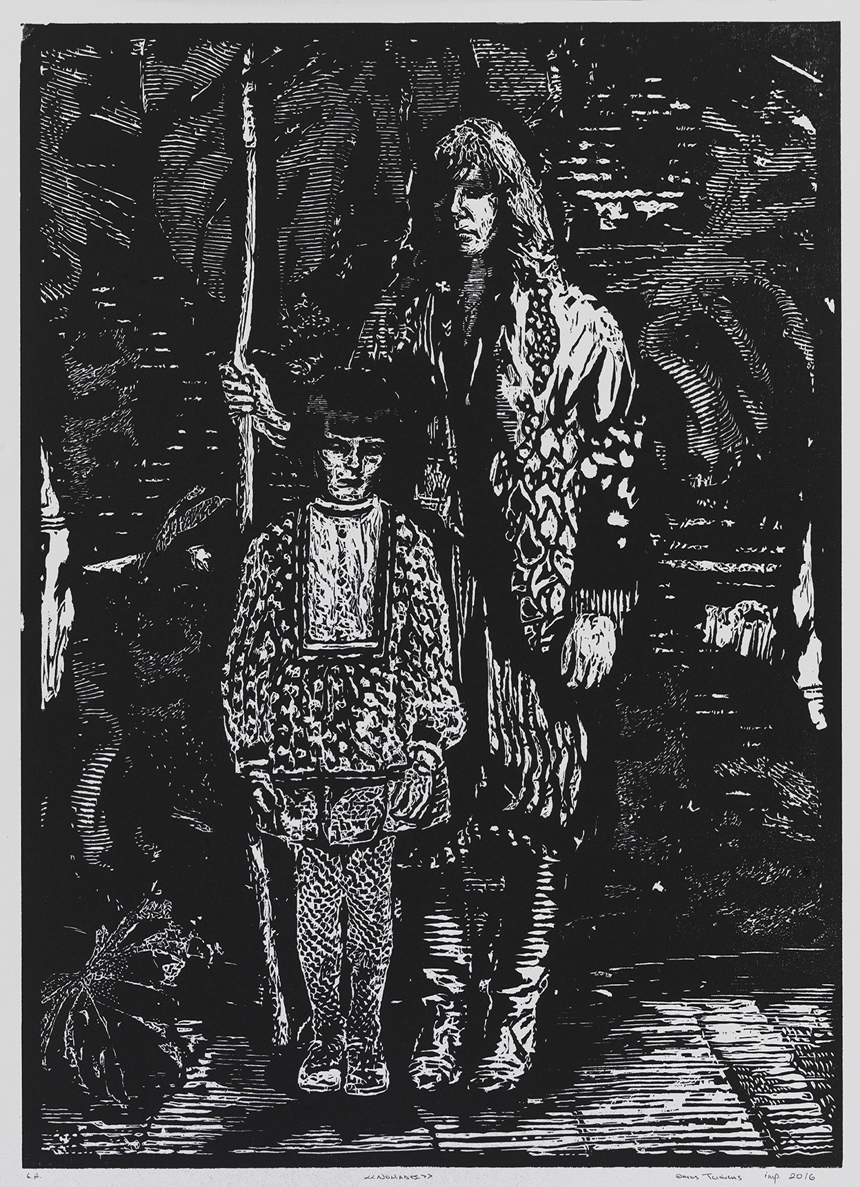 Woodcut print from the Atopia series